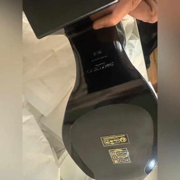 NWT Jimmy Choo Black Stretch Patent Fabric Ankle Boots- Hadi AB - Picture 11 of 11